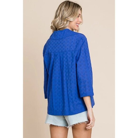 Culture Code Double Breasted Eyelet Jacket with Pockets - Picture 2 of 10